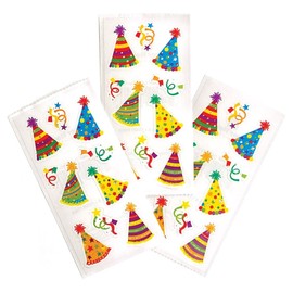 Paper House Productions Pack of 3 Foil Accent Birthday Sticker Half-Sheets for Crafts, Scrapbooking & Collecting - Party Hats 1 Pack
