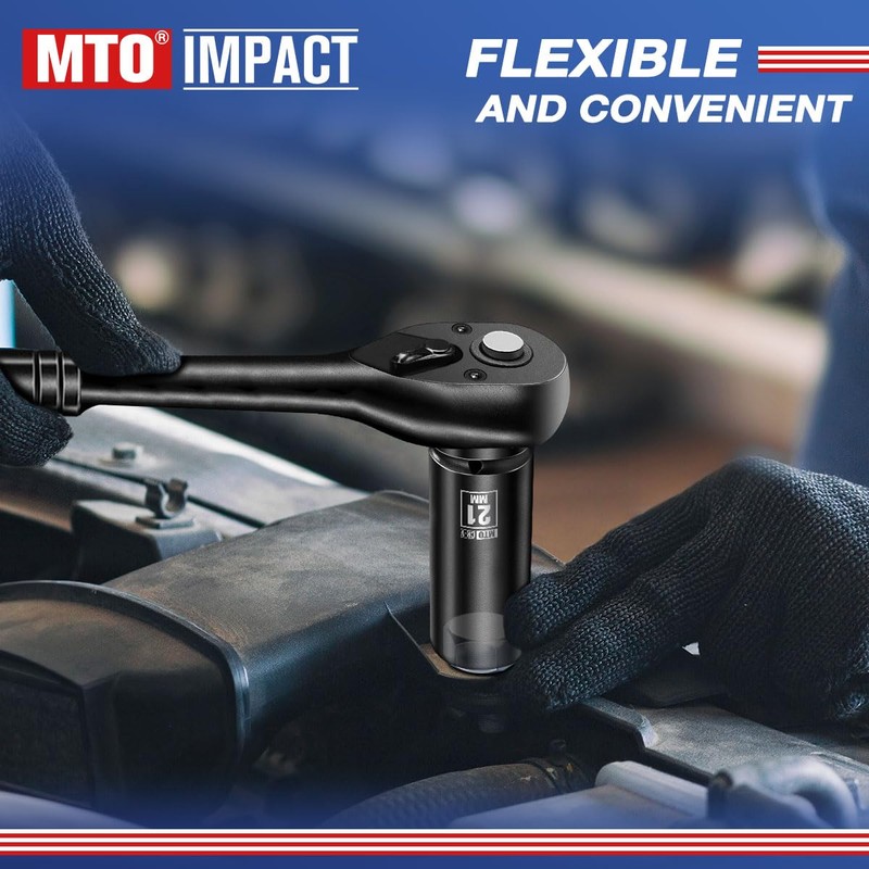 MTO 1/2" Drive 21mm Deep Impact Socket, 6-Point Metric Socket