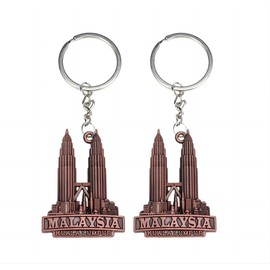 ZENRUIMING 2pcs Malaysia Kuala Lumpur Twin Towers building keychain, Malaysia tourist souvenir key ring, vintage building model keychain, suitable for tourist souvenirs and building model collection,