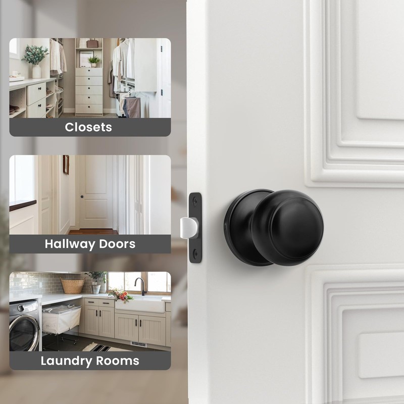 Haidms Black Passage Door Knobs Interior, Classic Matte Black Interior