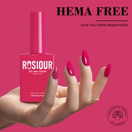 Rosiour HEMA-Free Gel Nail Polish, 18 ML Bright Pink Hot Pink Pastel Pink Gel Polish for Women Girls Gift, Soak Off Spring Nail Art High Gloss Professional Gel Nail Manicure Salon DIY