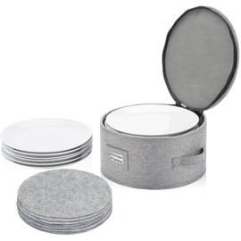 China Storage Container for Dinner Plate - Fit plates up to 11.5" W - Includes 12 Thick Felt Dividers. Hard Shell and Stackable with Padded Interior