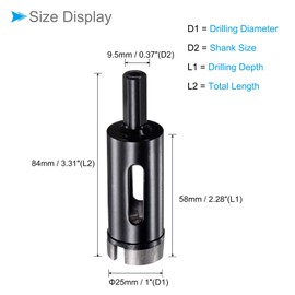 CoCud Diamond Core Drill Bit, 25mm Dia Triangle Shank, Tiles Stones Marble Concrete Dry/Wet Hole Saws Black - (Applications: for M10 Angle Grinder), 1-Piece