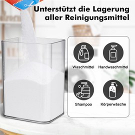 Wyvexa Luftdichter Waschmittelspender Mit Messbecher, 1000 ML Mehrzweck Waschpulverspender, Waschpulver Aufbewahrungsbox für Flüssigwaschmittel, Festwaschmittel