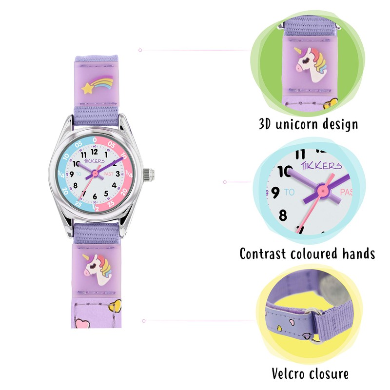 Tikkers Girls Analogue Classic Quartz Watch with Textile Strap TK0148