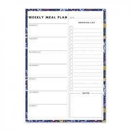 Magnetic Weekly Meal Planner and Tear-Off Shopping List for Fridge, 52 Sheets A5 Notepad for Weekly Food and Shopping Planning - Flowers