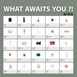 ASA Techmed Emergency Survival Kit - Mini First Aid Kit Travel Size & Survival Gear Kit Military Grade for Hikers, Hunters, Military, Firefighters, Campers, Boaters & First Responders (Black)