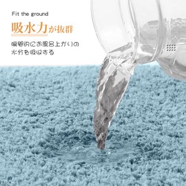 Bath Mat, Quick Drying, Water Absorbent, Washable, Anti-slip, Approx. 15.7 x 23.6 in (40 x 60 cm), Microfiber, Bathroom, Soft Touch, Kitchen, Dressing Room, Entrance (Blue)