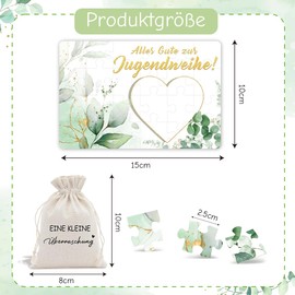 Happirra 24-Piece Youth Consecration Cards Puzzle, Eucalyptus Card, Youth Consecration Gifts for Girls and Boys, Happy Youth Consecration with Cotton Pouch