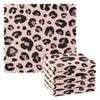 Paños de cocina con estampado de leopardo rosa y negro,