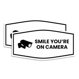 Fancy Smile You're On Camera Sign (White) - Large (2 Pack)