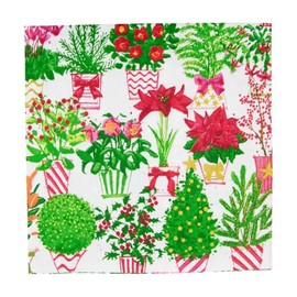 Caspari Christmas Flower Market Luncheon Napkins - 20 Per Package, 2 Packs