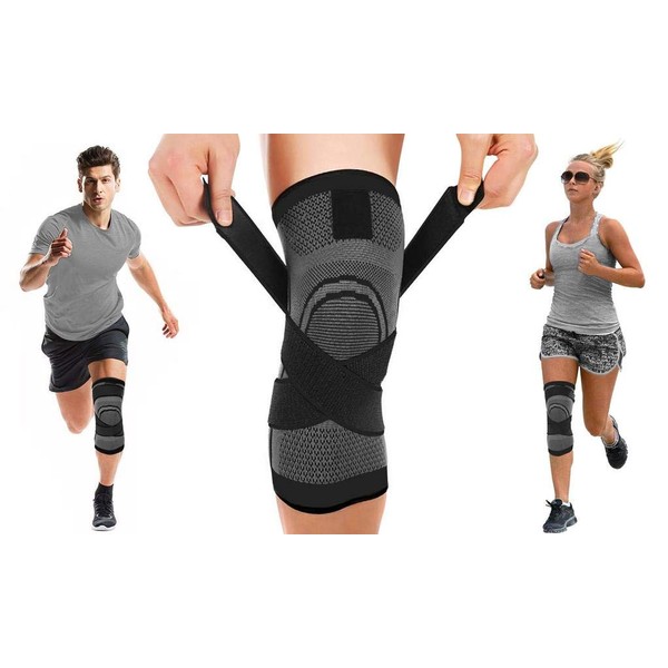 Knee Sleeve, Compression Fit Support - Knee Wrap for Joint Pain Arthritis Relief, Sport Knee Strap (Large, Black)