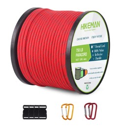 Paracord Cord 750 Nylon Rope - 4 mm Parachute Cord with 7 Strands Parachute Cord Tear-Resistant Core Sheath Rope, 50 m Nylon Rope for Bracelet, Lead, Collar (Red)