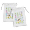 Ambesonne Easter Fabric Pouch Set of 2, Theme Bunnies and