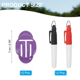 PATIKIL Golf Ball Line Marker Tool, 1 Set Golf Ball Alignment Marking Tool Golf Ball Liner with Line Marker Stencil for Putting Ball Markers with 2 Color Marker Pens, Purple