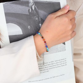 Eigso 7 Chakra Beads Gemstone Bracelets for Woman Man Natural Stones Bracelet Bangle for Women Men