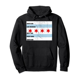 Chicago 312 Area Code Flag Colors Vintage Pullover Hoodie