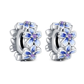 Annmors Stopper 925 Sterling Silver Clips for Bracelets Necklace Rose Gold Pink Sparkling Clips Beads with 5A Cubic Zirconia, Christmas, Valentine's Day, Mother's Day, Gift Tag for Women Girls,