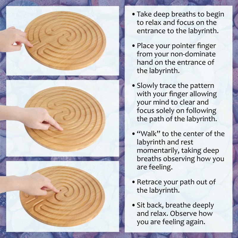 BambooMN Finger Labyrinth for Meditation and Prayer - 6" Diameter