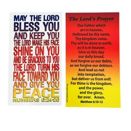 FORGIVEN JEWELRY Lords Prayer Matthew 6:10 & Numbers 6:24 May The Lord Bless You Pocket Cards Inspirational 100 Pack