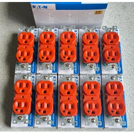 Arrow Hart 10 NEW EATON ARROW HART 15AMP 125V ISOLATED GROUND ORANGE DUPLEX RECEPTACLES LOT