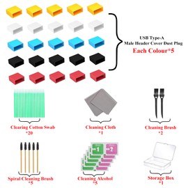 30 PCS 5 Colors USB Type-A Anti Dust Cover Plugs, USB Male Type-A Dust Stopper with Digital Product Cleaning Kit,Silicone Soft Anti Dust Cover Protector Plugs Cap for USB A (30PCS)