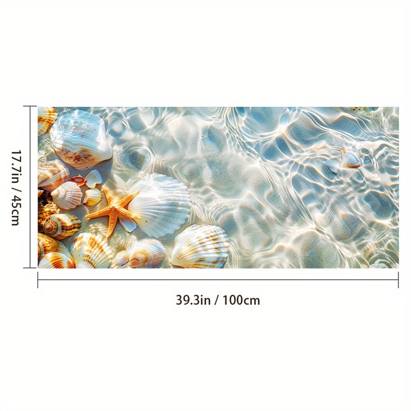 HOMETITUTE Seaside Shell Starfish Scene Window Cling 39.3x17.7 Inch PVC