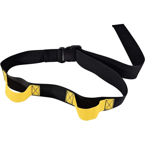 Secure SGB2H-60B Transfer and Walking Gait Belt with Caregiver Hand Grips - Patient Ambulation Assist (60"L x 2"W, Yellow Handle (2 Handle w/EZ Buckle))