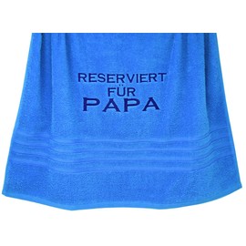 Lashuma Bath Towel 70 x 140 cm Blue Capri with Stick Reserved for Dad, London Series