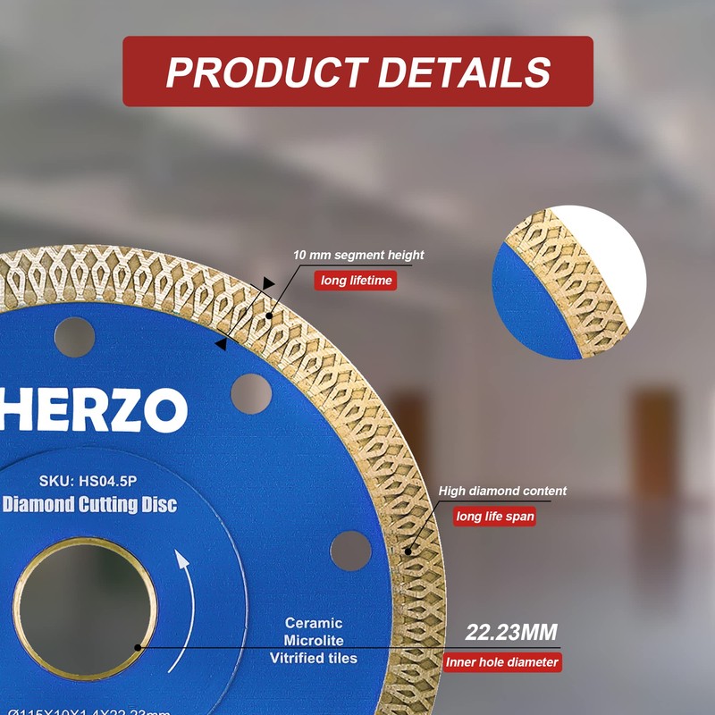 HERZO Set of 3 Diamond Cutting Discs 115 mm Extra