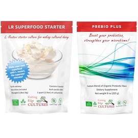 LR SuperFood Starter Culture + Prebio Plus L. Reuteri ProBiotic As Recommended By Dr William Davis Super Gut, MD Cultured Dairy Low And Slow Yogurt Lactobacillus (LR & Prebio Plus)