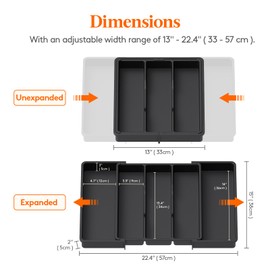 Lifewit Utensil Organizer for Kitchen Drawers, Expandable Cooking Utensil Tray, Adjustable Cutlery Silverware Flatware Holder, Plastic Kitchen Spatula Tools and Gadgets Storage Divider, Large, Black | Lifewit