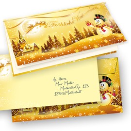 tatmotive Christmas Card Set Snowman (25 Sets) with Envelope and Insert Sheets Insert for Printing