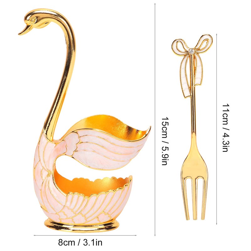 Tableware Sets, Fruit Dessert Flatware Swan Base Holder Spoon Organizer