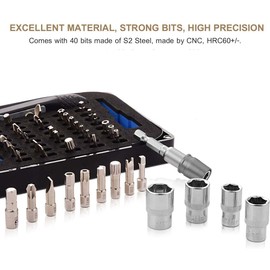 GreaTalent 54in1 S2 Steel Mini Ratchet Wrench Screwdriver Bit Set with 1/4" Hex Shank Bits, 1/4" Drive Socket, Socket Adapter, Extension Bit Holder, 36-Tooth, 90 Degree Offset Reversible Drive Handle