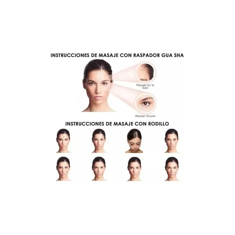 Guasha De Cuarzo Rosa Y Rodillo Para Masaje Facial