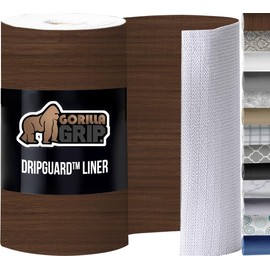 GORILLA GRIP DripGuard Drawer and Shelf Liner for Cabinet, Slip Resistant Non Adhesive Protection for Kitchen, BPA Free Smooth Surface Plastic Liners for Cabinets, Bathroom Drawers, 12x10, Wood