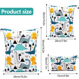 Pack of 3 Wet Bag Nursery Wet Bag Large Waterproof Wet Bag Reusable Wet and Dry Wet Bag with Zip for Toddler Nappies, Travel, Beach and Pool