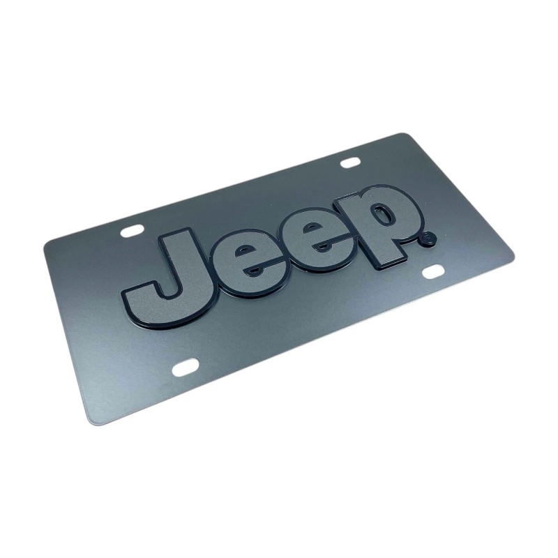 Jeep Black Outline Carbon Stainless Steel License Plate