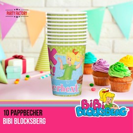 Party Factory Bibi Blocksberg 10 Paper Cups, 250 ml, Colourful, Disposable Cups, Party Cups for Children's Birthday or Theme Party