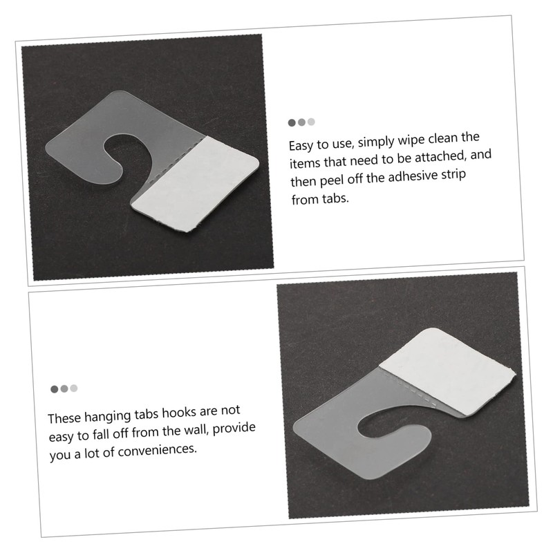 CHILDWEET 200pcs Self Adhesive Hang Tabs Hooks Clear Retail Display