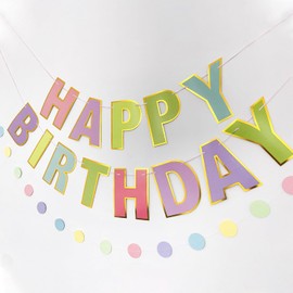 Pastel Birthday Party Banner,Party Banners & Garlands for Macaron Party Decorations Supplies