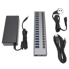 USB3.0 Hub 16 Ports Stable High Speed Data Transmission 5Gbps USB Docking Station for Windows for Linux 100V to 240VAU Plug