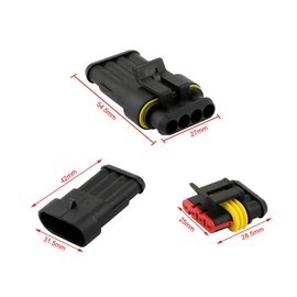 QitinDasen 9 Set 4 Pin Waterproof Car Electrical Connectors, Sealed Waterproof Electrical Connector Plug Socket Kit, for Car Truck Boat