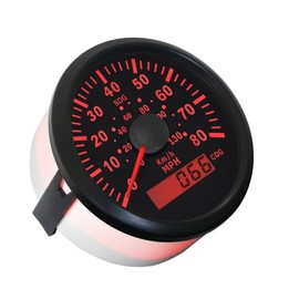 ELING 3-3/8'' Universal GPS Speedometer Speedo Gauge Cluster Replacement 0-80MPH for Boat Yacht Vessel 12V 24V (LED Shows Course not Odometer)