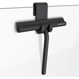 Minismus Shower Squeegee with Hook - Silicone Window Wiper - Shower Squeegee for Glass Doors - Glass Squeegee Bathroom Shower - Window Squeege (8.25 Inches, Black)