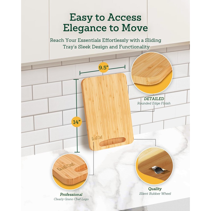 Bamboo Appliance Slider, Sliding Tray for Coffee Maker, Kitchen Countertop