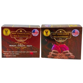VM Hot Chocolate Mix Mushroom. Reishi with Cacao Cocoa. 5-in-1 Mix Mushroom Natural Ganoderma Lucidum With Instant organic Cacao.Dietary Supplement. instent cocoa mix powder. Made in USA (14 sachets)