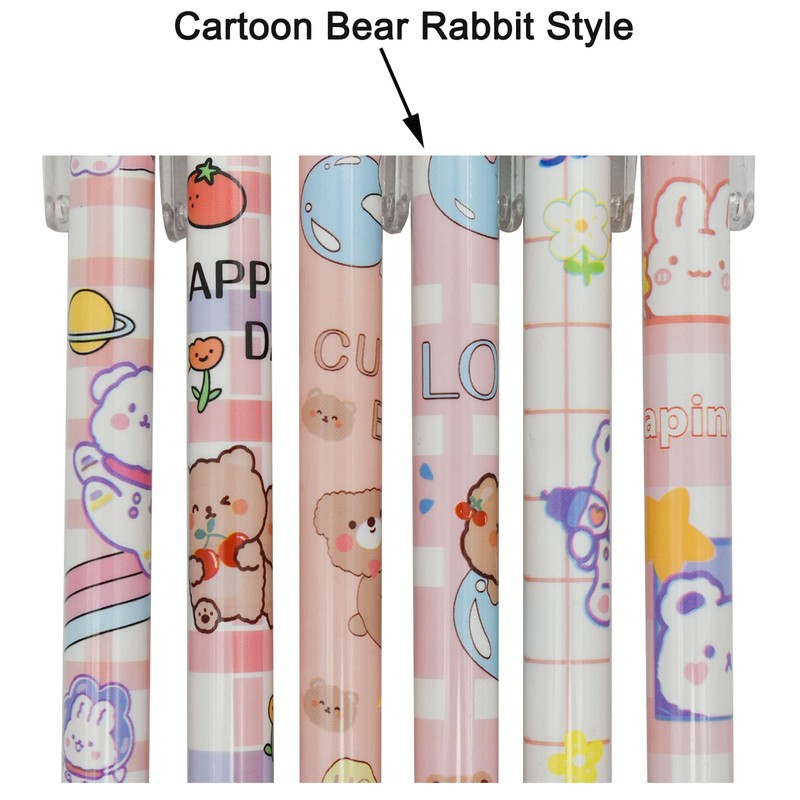 Maydahui 12PCS Cartoon Bear Rabbit Gel Pen Retractable Printing Animal